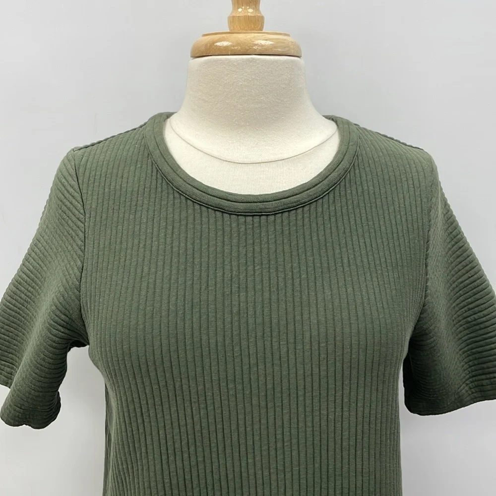Boden Hattie Ribbed Knit Crewneck Short Sleeve Relaxed Shirt Green 12 - Picture 2 of 8